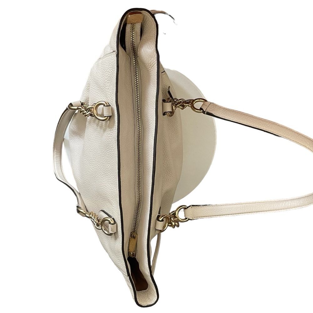 COACH ELLE LEATHER CHAIN TOTE SHOULDER BAG 72650 WHITE CHALK PEBBLE PURSE - Picture 13 of 13